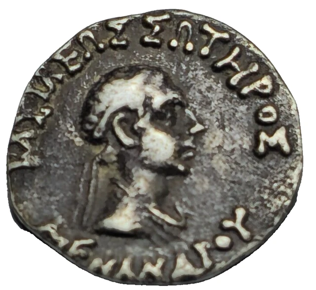 SUPERB ANCIENT RARE Greek Silver Coin Drachm Menander. 1,7 Gr. 15 Mm £0 ...
