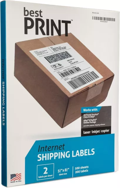 Best Print Internet Shipping Labels - Pack of 200,  5.5x8.5in (80202100)