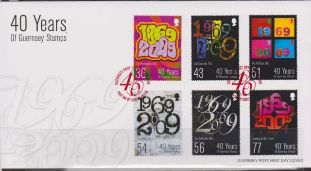 GB - 2009 Postal Independence Anniv 40 Years of Guernsey Stamps SG 1296/1301 FDC