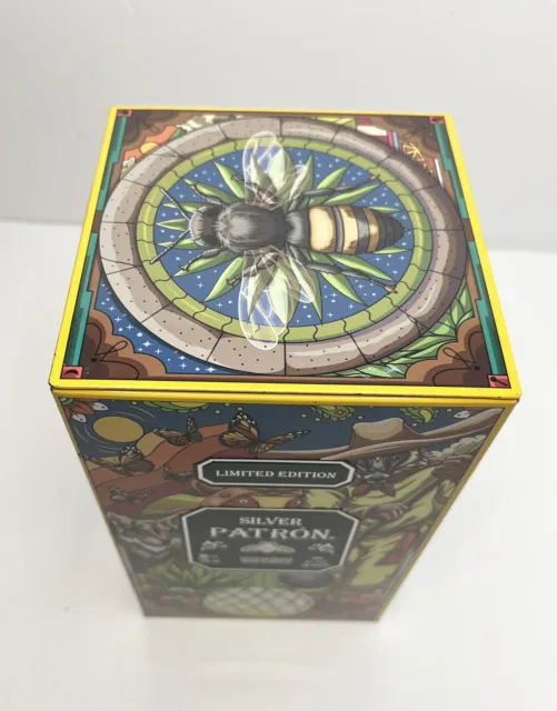 Patron Silver Limited Edition Tequila EMPTY Collector Tin Wolf Peacock Bee