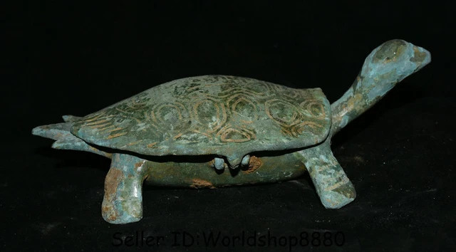 6.2" Old Chinese Bronze Ware Dynasty Animal Turtle Tortoise Zun Incense Burner