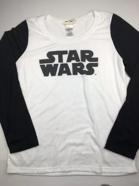 Star Wars Sleep Shirt Logo Black White Long Sleeve Pajamas Women’s Size L Large