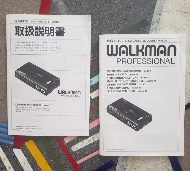 SONY WALKMAN Professional WmD6 CassetteCorder Original Instruction