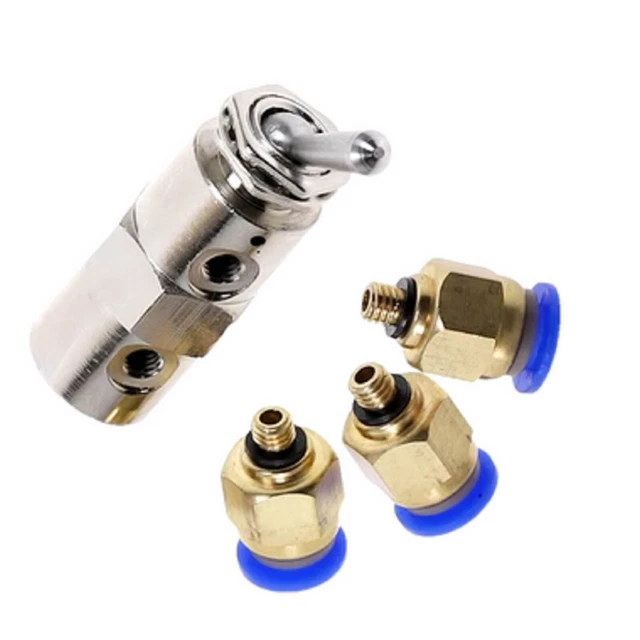 Futchoy Pédale Pneumatique 4 Voies 2 Positions – Valve à Pied Air Comprimé G1/4, Argenté/Jaune