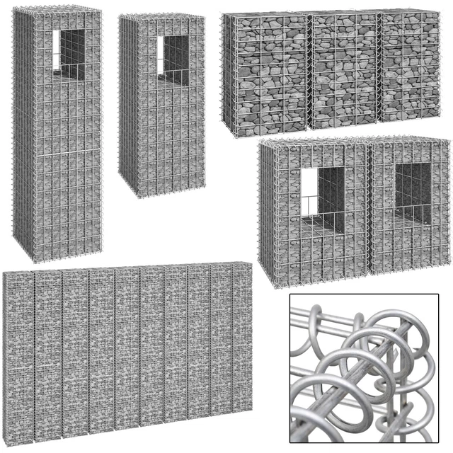 Gabionen Steinkorb Steingabionen Wand Draht Mauer Säule rund Zaun Gitter 1/2/3er