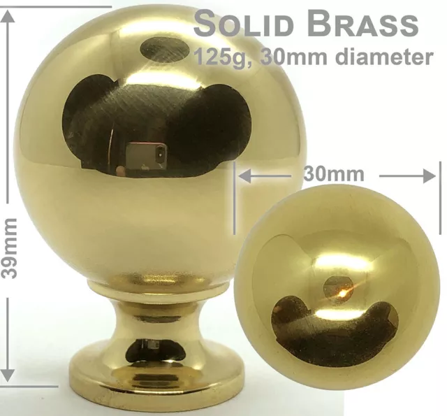 Solid brass Knob, 30mm, Drawer Handle Cupboard Cabinet Door Furniture UK stock
