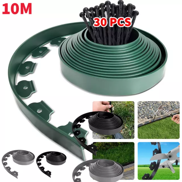 10 – 50 Metre FLEXIBLE GARDEN BORDER GRASS LAWN PATH EDGING WITH PLASTIC PEGS 2