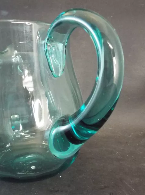 Vintage Hand Blown Whitefriars Aqua Glass Jug - William Wilson 2