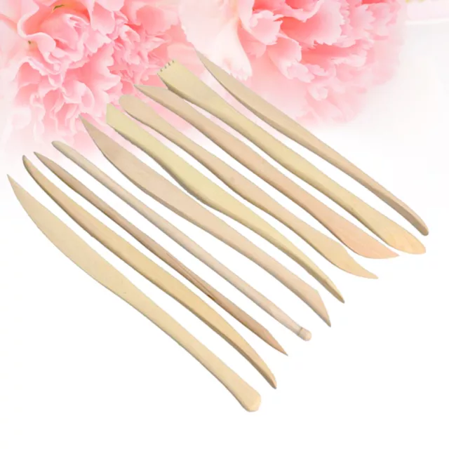 10 Pcs Wooden Pottery Tools Clay Double- Headed Applicator Carving Kit