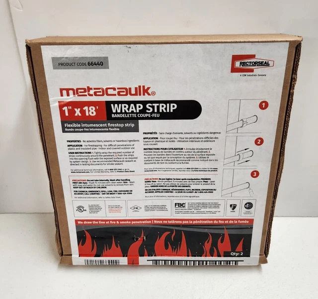 Metacaulk Wrap Strip Fire Barrier Pipe  1"x18' Fire Stop