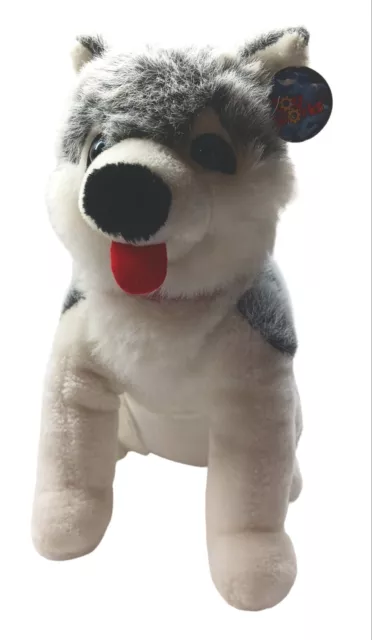 Stuffed Dog Animals Puppy Plush Husky Siberian Malamute 16" Grey White Toy Wrks