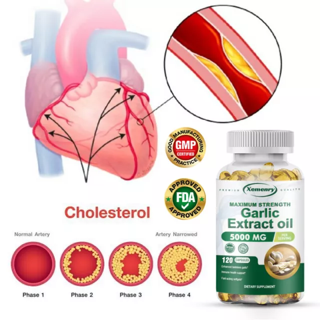 Garlic Extract Oil Capsules 5000mg - Reduce Cholesterol, Enhance Immunity