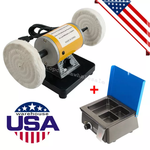 Portable Dental Lab Mini Polishing Polisher Machine Lathe Desk 260W + Wax Heater