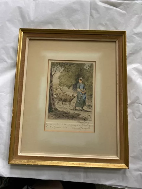 Vintage Jean-Francis Millet Framed Water Color