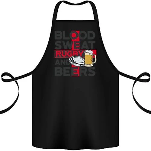 Blood Sweat Rugby and Beers England Funny Cotton Apron 100% Organic