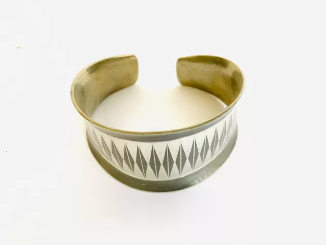 1950's MCM Modernist Denmark Jorgen Jensen Pewter Women's Cuff Bracelet # 773 2