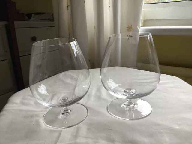 Pair Very Large Brandy Glasses Very Fine