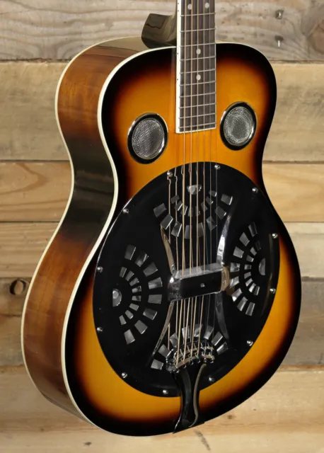 Guitarra resofónica de cuello redondo Regal RD-40V serie Studio vintage Sunburst