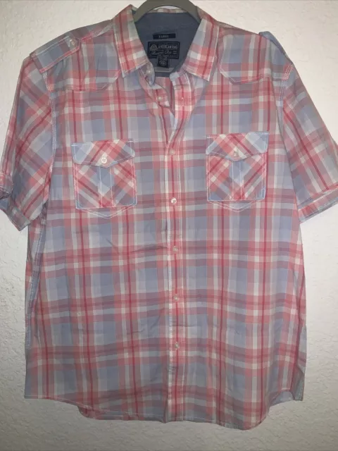 American Rag Cie Flannel Short Sleeve Button Up Shirt Mens Size XL