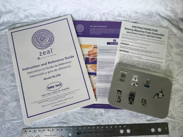 Baby Lock ZEAL BL35B Instruction Manual/Reference Guide & Presser Feet Foot Set