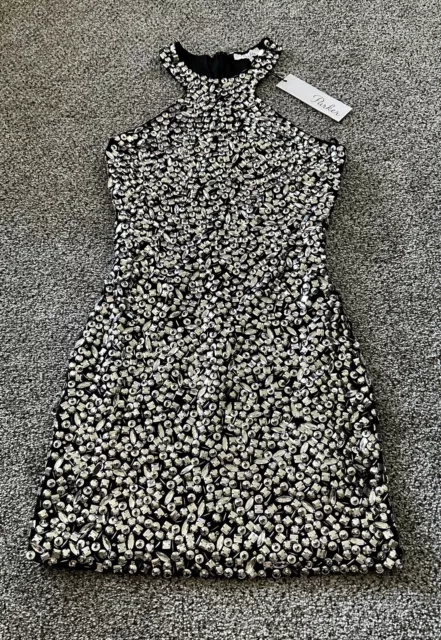 PARKER Size XS Black Dress Clear Jewel Adornment NWT R $462