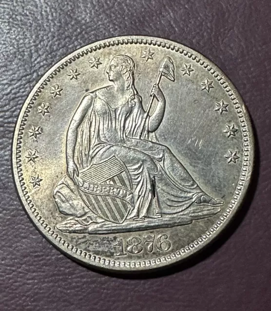 1876-S Half Dollar Seated liberty Silver Coin, Choice AU++ ** Free Shipping!