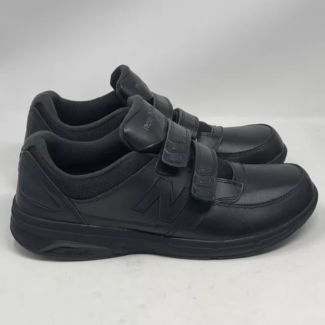 NEW BALANCE 813 Shoes Mens 11.5 Black Leather Walking Sneakers Hook ...