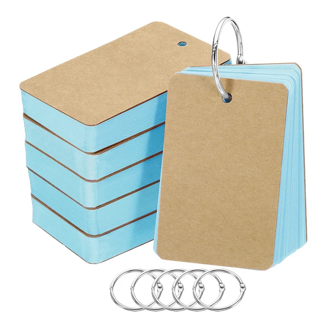 3.5" x 2" Blank Flash Cards with Rings Study Card Index Cards Note, Blue 300pcs