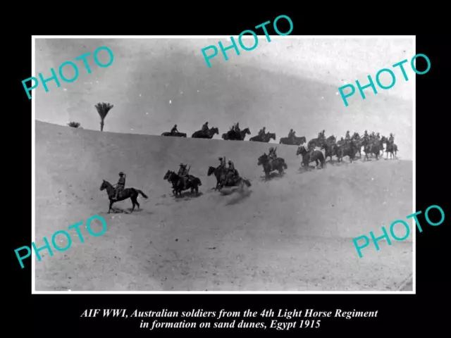 OLD POSTCARD SIZE PHOTO OF AUSTRALIAN ANZAC 4th LIGHT HORSE IN EGYPT c1915