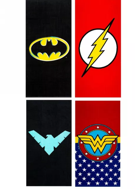 Warner DC Comics Beach Towel Batman Superman Flash Wonder Woman Aqua man Green