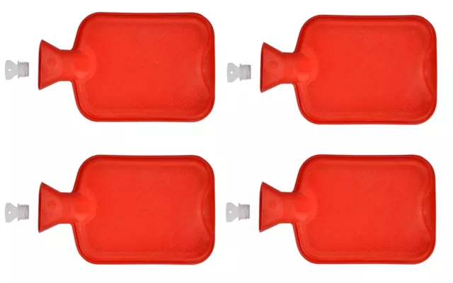 4 Pieza Bolsa de Agua Caliente Rojo Botella Calor Goma 2 Litro Bettflasche