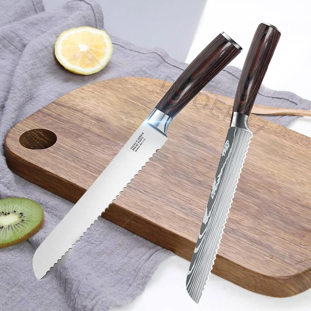8 Zoll Brotmesser Wellenschliff Edelstahl Messer Küchenmesser Brötchenmesser DE