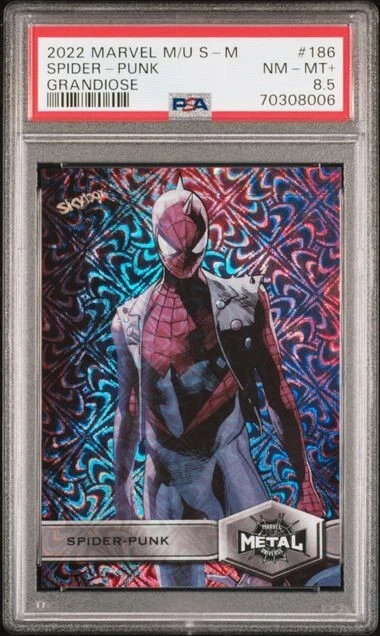 2022 Marvel Metal Universe Spider Man SPIDER-PUNK Grandiose #186 NM-MT+ PSA 8.5