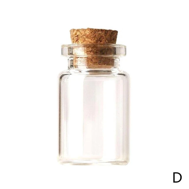 0.5ml- 12*18*6mm Small Glass Bottles with Cork Stopper Set of 5 Tiny Vials for