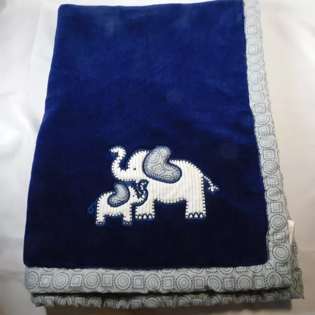 Koala Baby Blue Embroidered White Corduroy Mom Elephants Baby Blanket