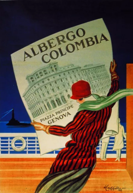 4255.Albergo Colombia.Piazza Principe Genova.POSTER.decor Home Office art