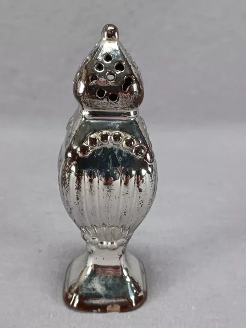 Antique British Silver Luster Beaded & Ribbed Pepper Pot Circa 1820s 3