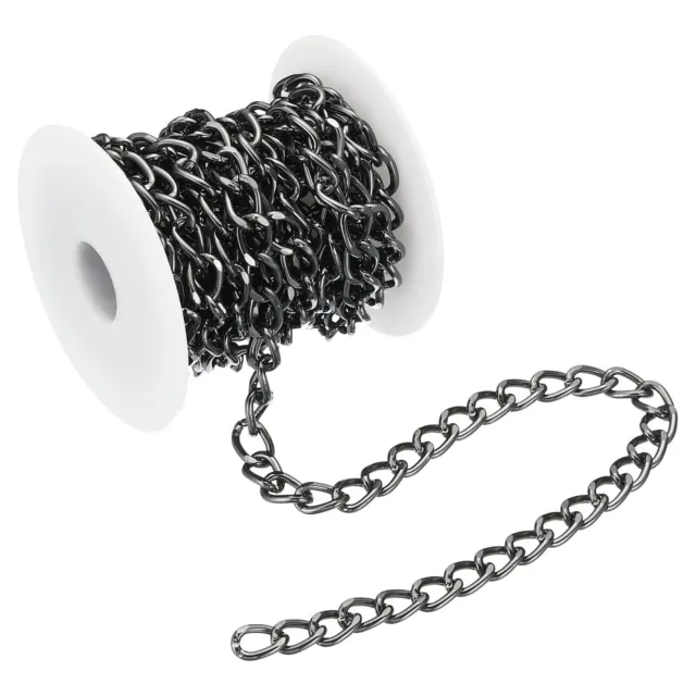 10 Feet Curb Chain, Twisted Cuban Link Chain with Spool, Dark Silver