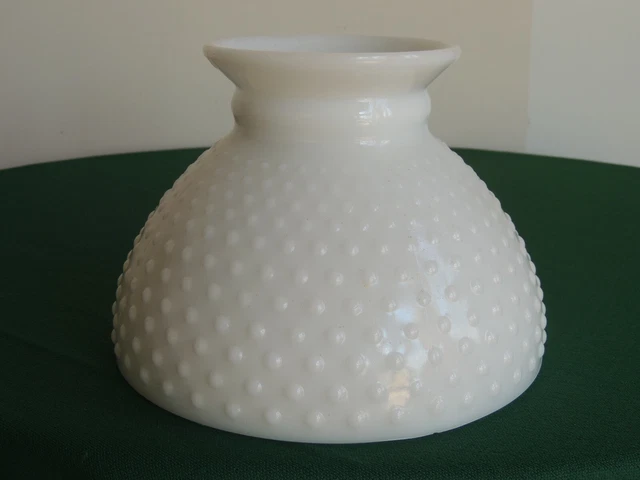 Vintage Student GWTW White Milk Glass Hobnail Lamp 8" Shade Oil Hurricane