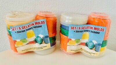 Conjunto de 12 moldes de gelatina vintage Corning Revere multicolores de plástico