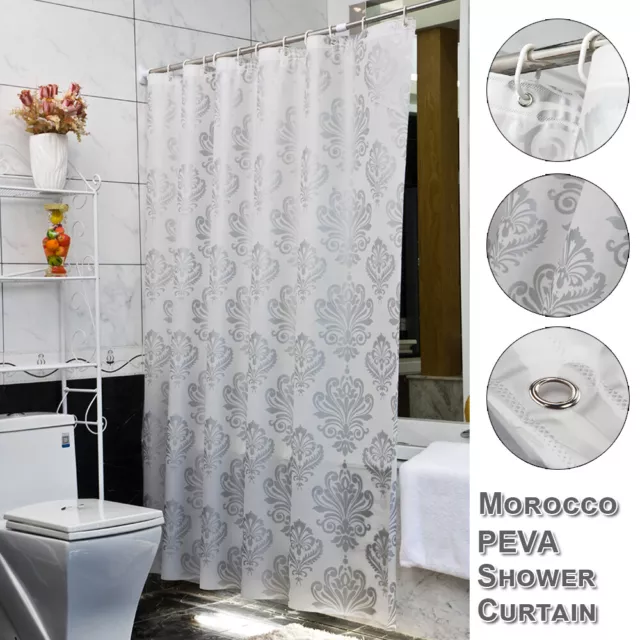 Modern Waterproof Bathroom Shower Curtain Set Extra Long Wide PEVA with Hooks AU