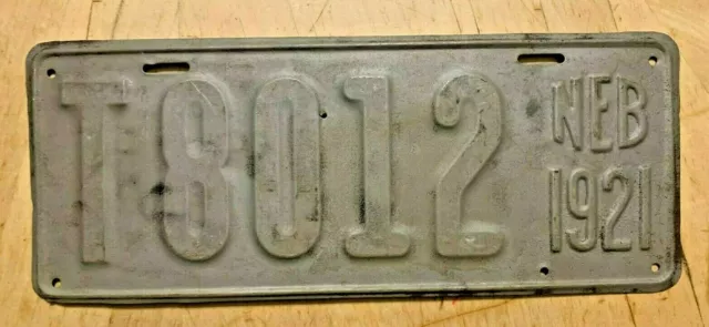 1921 Nebraska Truck License Plate " T 8012 " Ne 21  Nice Ready To Be Restored
