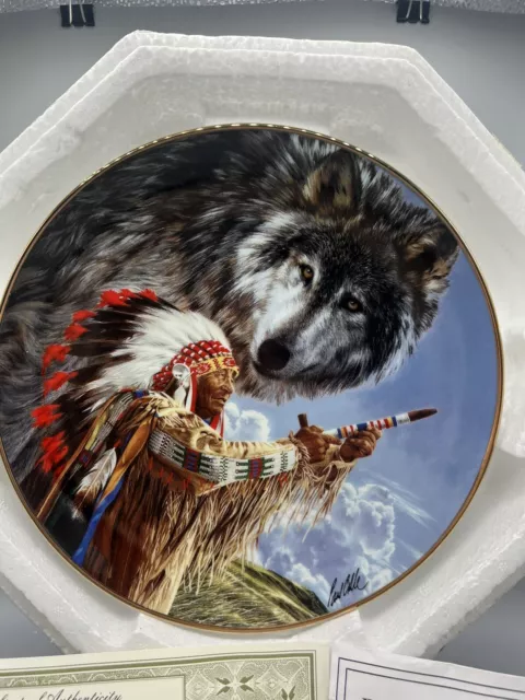 Franklin Mint Heirloom Summoning Of The Wolf Spirit By P Calle  8” Plate w/ COA 2