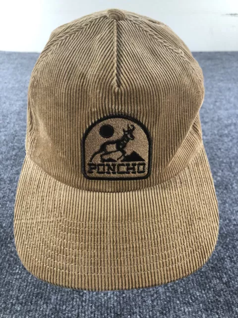 Poncho Outdoors Tan Hat Embroidered Deer Logo Adjustable Corduroy Cotton