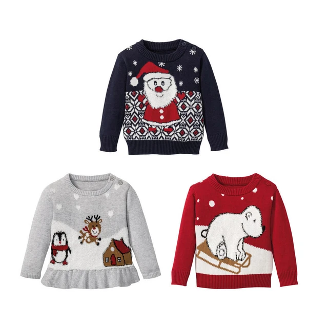 Saltatori festivi natalizi bambine bambine rosso renna Babbo Natale 0-3 6-12 1-2