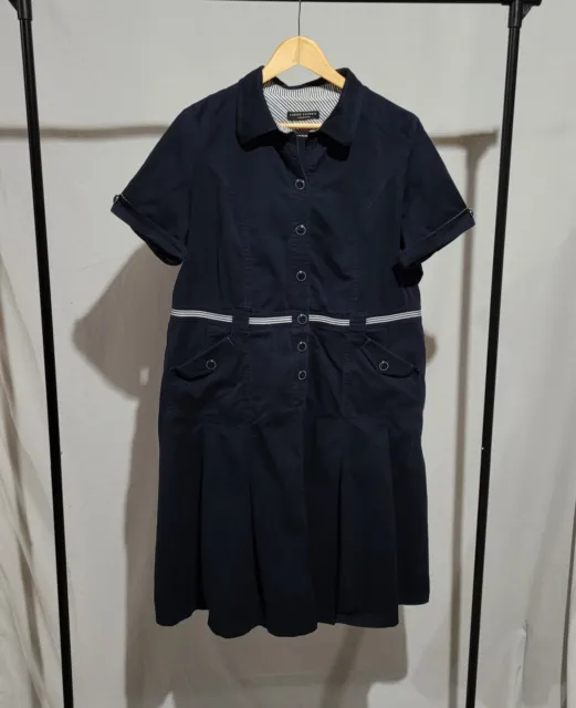 Vintage navy dress Lucien Daunois short sleeve nautical style 1990s plus size 2X