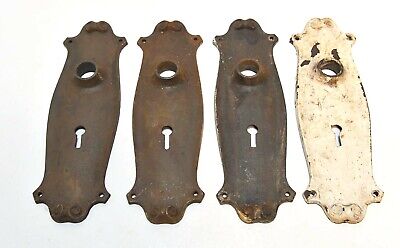 4 Matching Cast Iron Door Knob Backplates 3