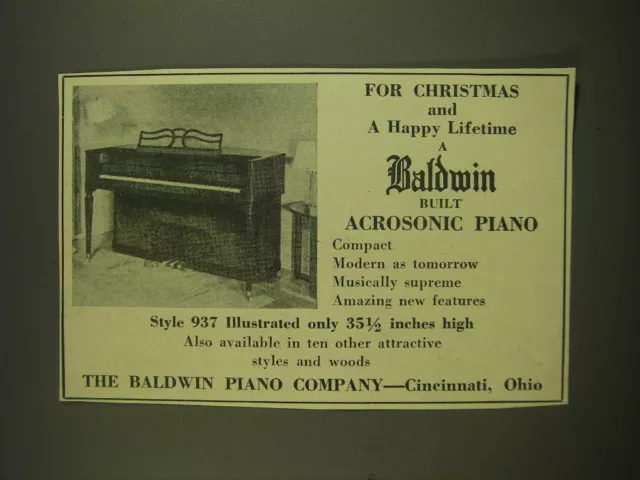 1938 Baldwin Acrosonic Piano Style 937 Ad - For Christmas and a happy lifetime 1938 Baldwin Acrosonic Piano Style 937 Ad - For Christmas and a happy lifetime
