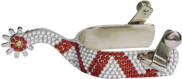 Ladies Fancy Western Saddle Horse Show Spurs w/ Red Crystal Rhinestones BLING !