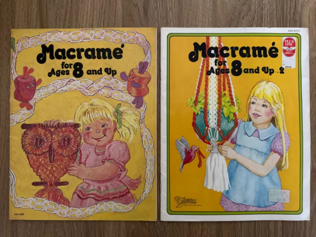 MACRAME FOR AGES 8 and Up X2 Magazines, Easy to Follow, 1976/1978